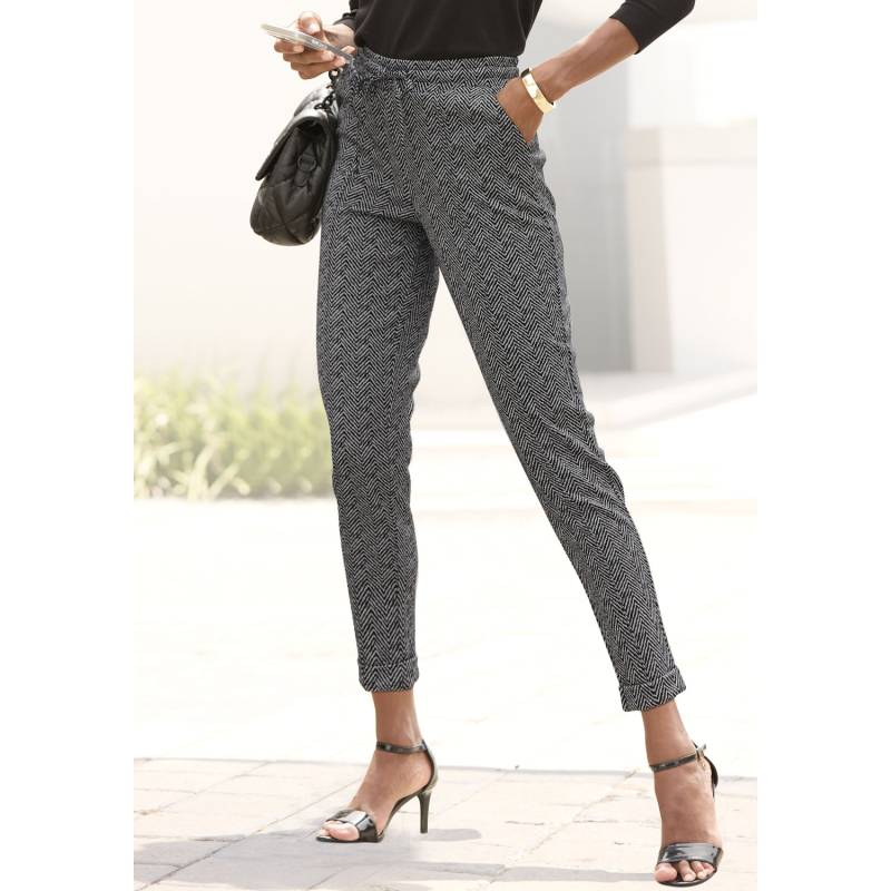 VIVANCE Jogger Pants Damen schwarz-creme gemustert Gr.44 von VIVANCE