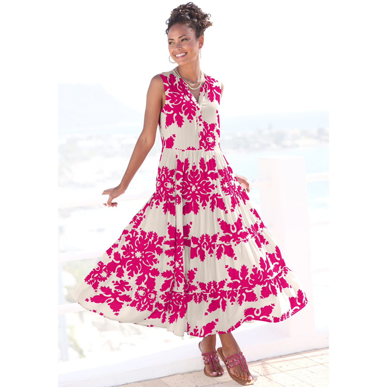 VIVANCE Maxikleid Damen creme-berry bedruckt Gr.40 VIVANCE Maxikleid Damen creme-berry bedruckt Gr.40 von VIVANCE