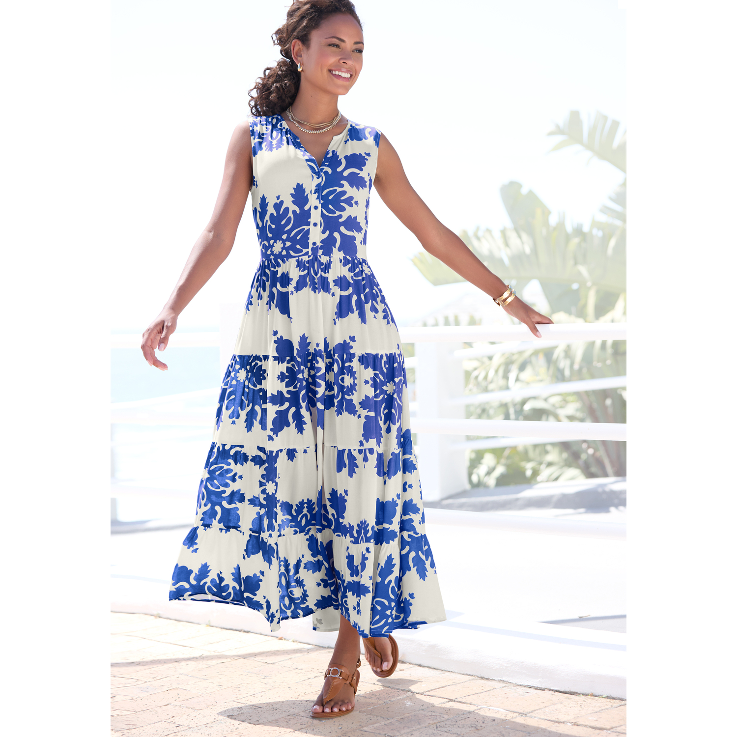 VIVANCE Maxikleid Damen creme-blau bedruckt Gr.40 VIVANCE Maxikleid Damen creme-blau bedruckt Gr.40 von VIVANCE