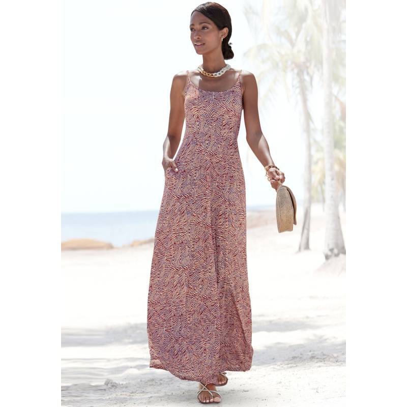 VIVANCE Maxikleid Damen rot-apricot-blau bedruckt Gr.44 von VIVANCE