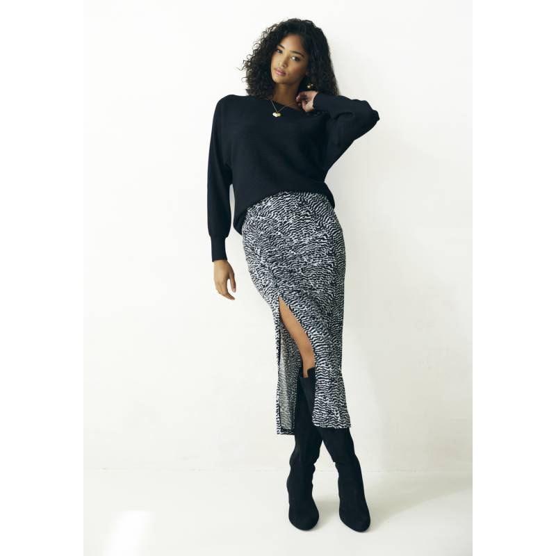 VIVANCE Midirock Damen schwarz-weiß bedruckt Gr.40 von VIVANCE