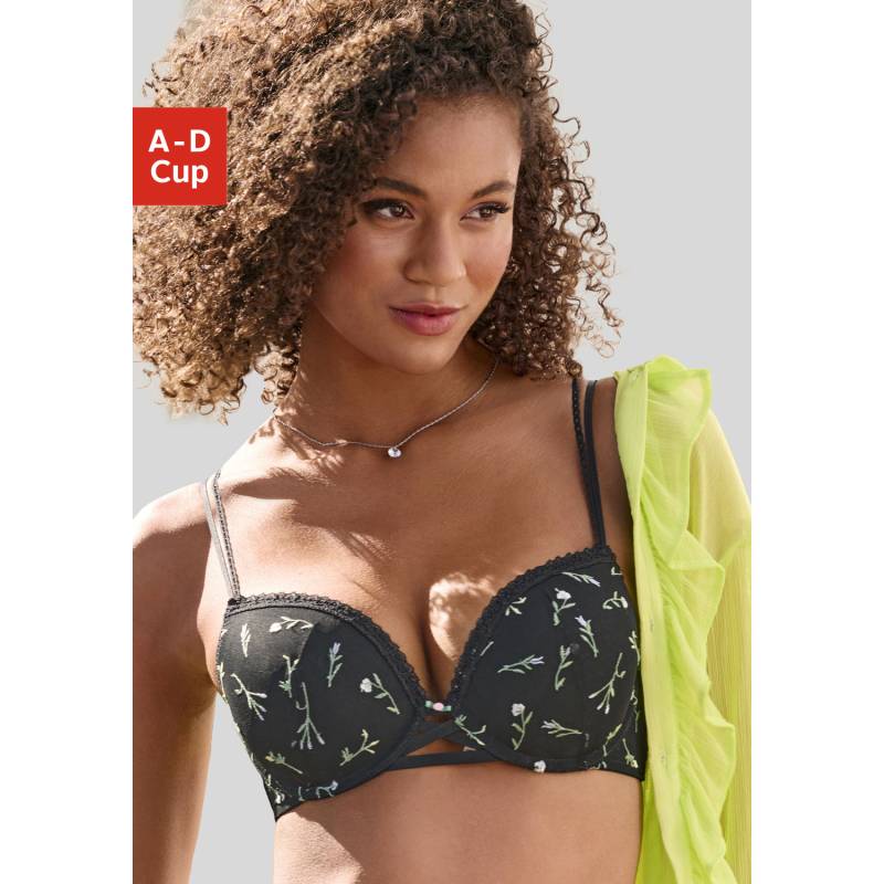 VIVANCE Push-up-BH Damen schwarz-geblümt Gr.85D von VIVANCE