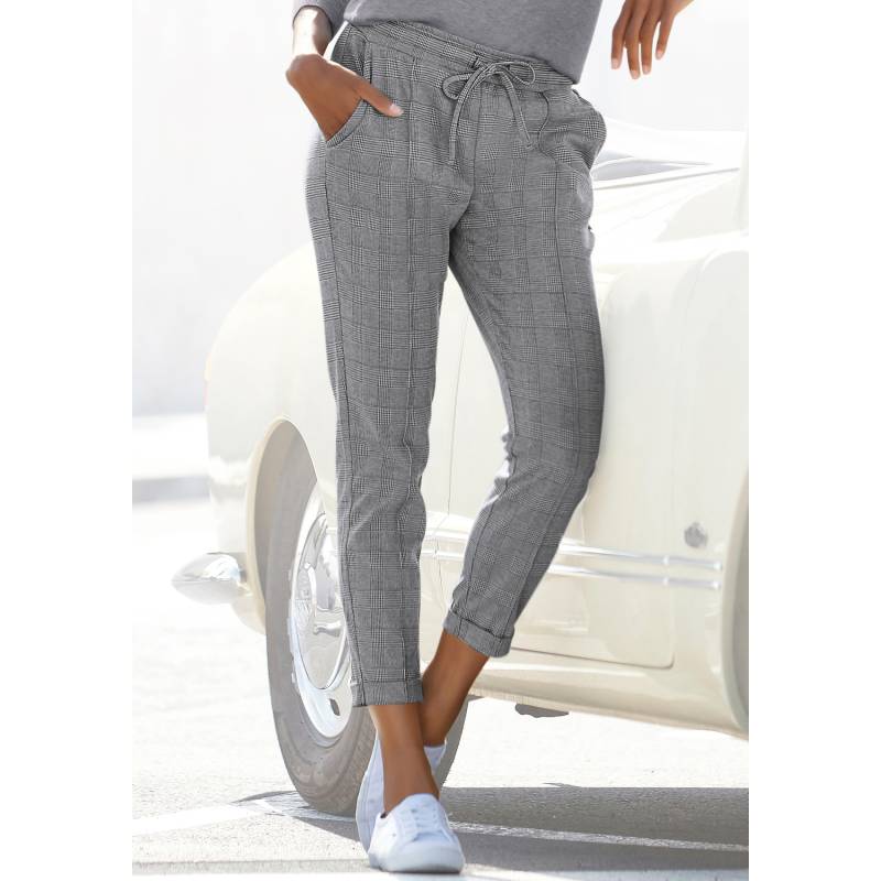 VIVANCE Jogger Pants Damen grau-schwarz-kariert Gr.38 von VIVANCE