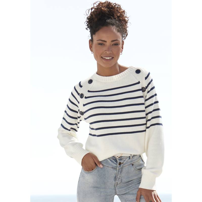 VIVANCE Streifenpullover Damen weiß-marine Gr.44/46 von VIVANCE