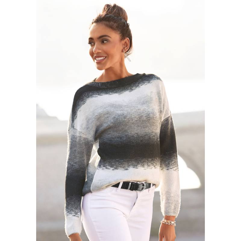VIVANCE Strickpullover Damen schwarz-weiß-grau Gr.44/46 von VIVANCE