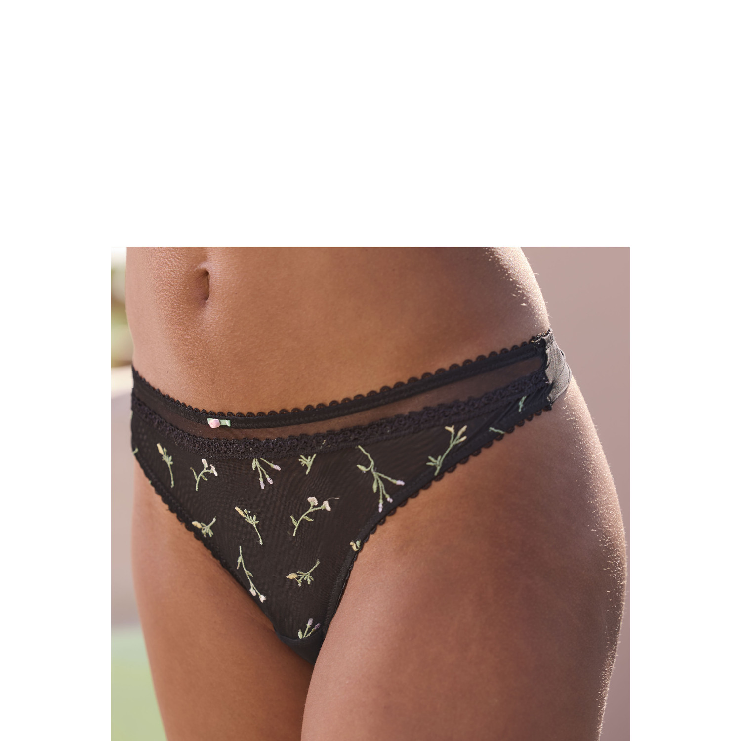 VIVANCE String Damen schwarz-geblümt Gr.44/46 von VIVANCE