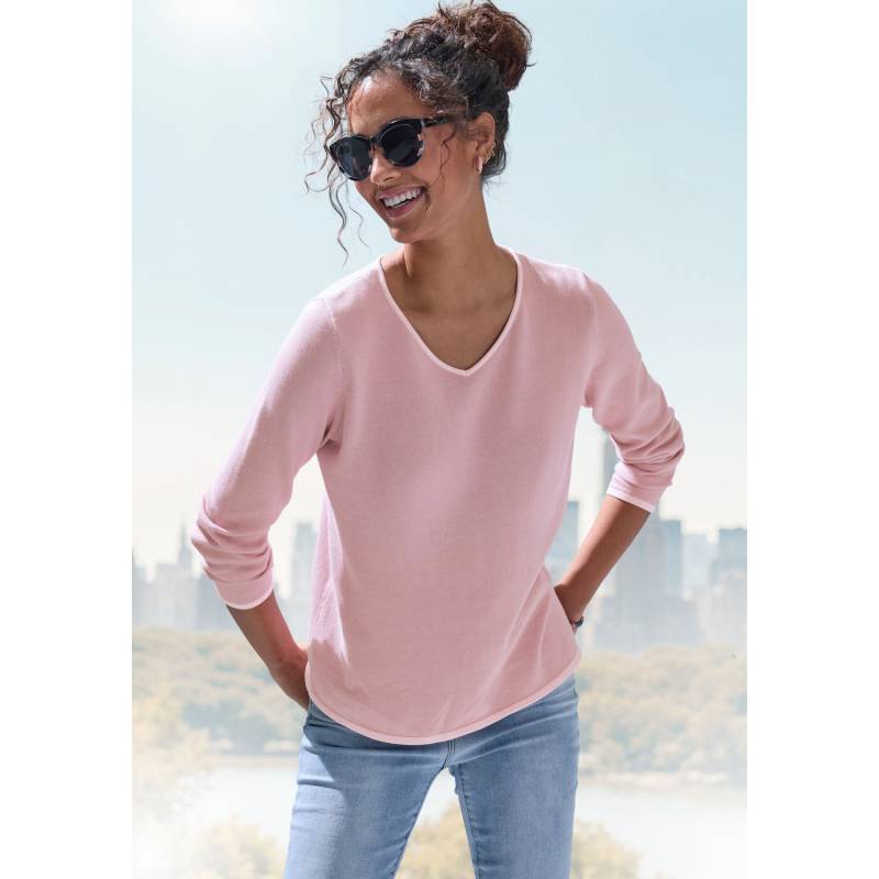 VIVANCE V-Ausschnitt-Pullover Damen mauve-rosé Gr.40/42 von VIVANCE