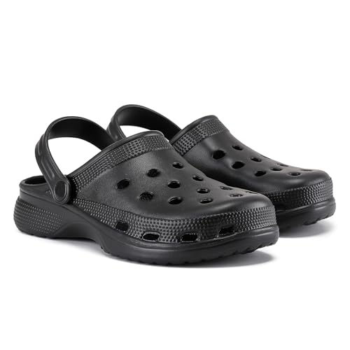 VIVASHOES Damen Klassische Clogs – Leicht, Wasserdicht & Atmungsaktiv – Slip-On mit Riemen – Bequeme Schuhe fur Garten, Strand & Zuhause – Passgenau & fur Breite Fuße – Schwarz – EU 38 von VIVASHOES