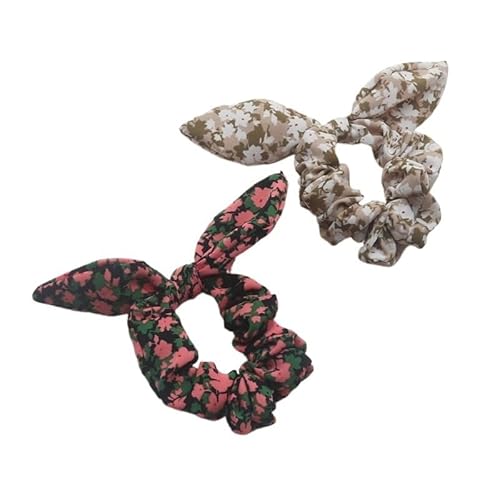 2 Stück Chiffon-Haargummis for Damen, Schleifenbänder for Mädchen, Pferdeschwanz-Haarhalter, elastische Haarbänder, Haargummi-Accessoires(Green Beige) von VIVAZYTGH