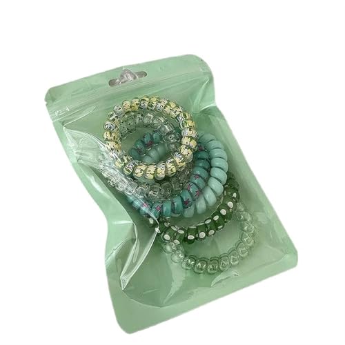 6-teiliges/Set bonbonfarbene Haargummis aus Telefondraht, hochelastische Haarseile for Frauen, nahtlose Haar-Accessoires for Mädchen(Green) von VIVAZYTGH