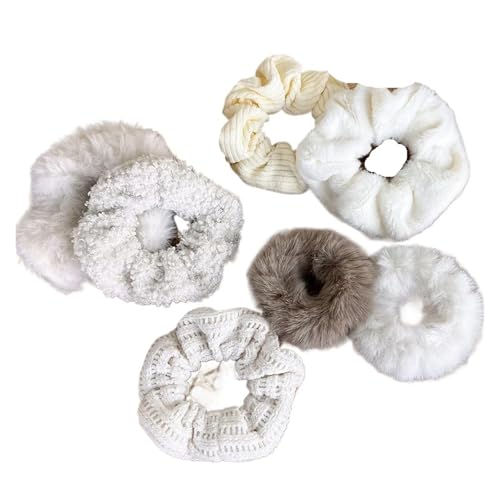 7 Teile/satz Haar Seil Herbst Winter Pelzigen Kopf Seil Stirnband for Frau Mädchen Haar Band Krawatte Pferdeschwanz Gummi Band Geschenk(A) von VIVAZYTGH