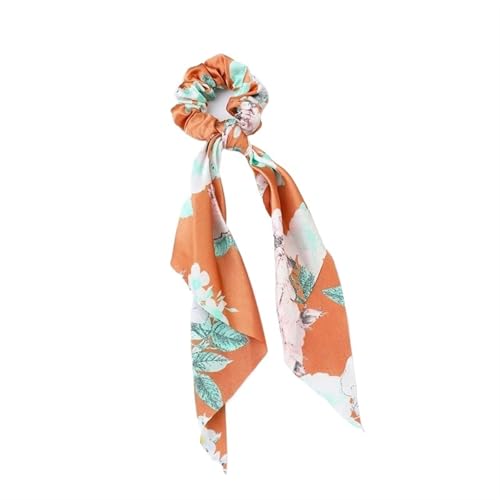 Bedrucktes Schleifenband, Pferdeschwanz, Schal, Haargummi, Haargummi, Damen und Mädchen, elastische Haarbänder, Stirnband, Haar-Accessoires(Orange) von VIVAZYTGH