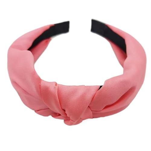 Breite, einfarbige Satin-Stirnbänder mit Knoten oben, Stoff-Make-up-Haarbänder for Frauen, Mädchen und Damen, Haarreifen for Waschen, Haar-Accessoires(Watermelon red) von VIVAZYTGH