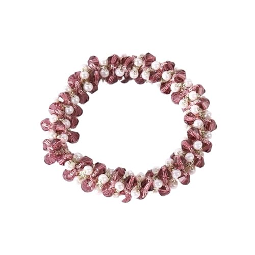 Haargummi mit Kristallperlen for Damen, elastischer Pferdeschwanzhalter aus Perlen, Haarseil for Mädchen, modischer Haarschmuck(B) von VIVAZYTGH