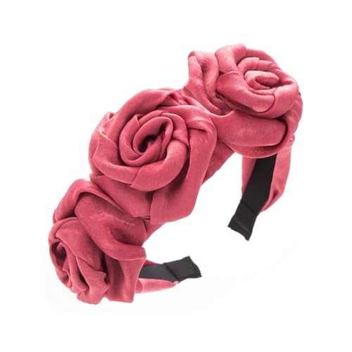 Handgefertigte Haarreifen aus Rosenstoff, Haarschmuck mit Blumenkugeln im Retro-Stil for Frauen und Mädchen(Deep powder) von VIVAZYTGH