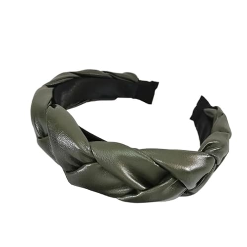 VIVAZYTGH Modisches Haarband, Haarschmuck for Damen, Lederhaarband, gekreuzter Knoten, geflochtener Kopfwickel, breite, seitlich gedrehte Kopfbedeckung(Green) von VIVAZYTGH