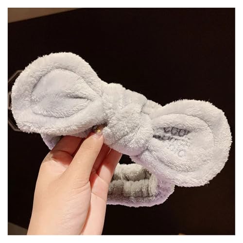 Niedliches weibliches Waschgesichtshaar-Halter-Stirnband aus weichem Korallenvlies mit Schleife und Tierohren, Haarbänder, Haarschmuck for Frauen und Mädchen, Turban(Letter Gray) von VIVAZYTGH