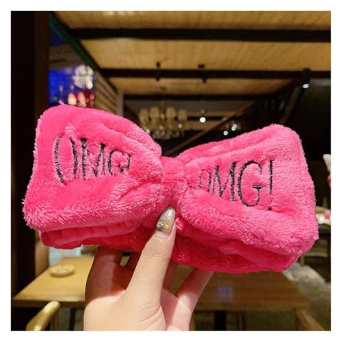 Niedliches weibliches Waschgesichtshaar-Halter-Stirnband aus weichem Korallenvlies mit Schleife und Tierohren, Haarbänder, Haarschmuck for Frauen und Mädchen, Turban(OMG Rose red) von VIVAZYTGH