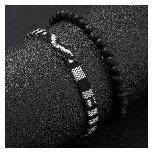 VIVAZYTGH 2 handgewebte Surfer-Armbänder for den Sommer und Strand, verstellbares, wasserdichtes for Männer und Frauen.(18-30cm_Black_056) von VIVAZYTGH
