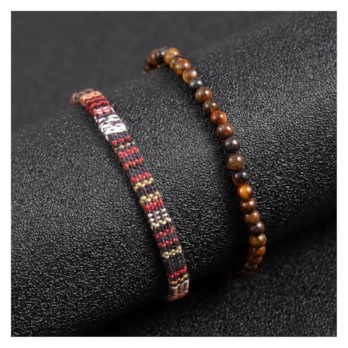 VIVAZYTGH 2 handgewebte Surfer-Armbänder for den Sommer und Strand, verstellbares, wasserdichtes for Männer und Frauen.(18-30cm_Black_309) von VIVAZYTGH