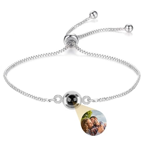 VIVAZYTGH Benutzerdefiniertes Fotoarmband, personalisierte Projektionsarmbänder mit Bild im Inneren, 100 Sprachen, „Ich Liebe Dich“, Edelstahlarmband(Titanium_Rust Red) von VIVAZYTGH