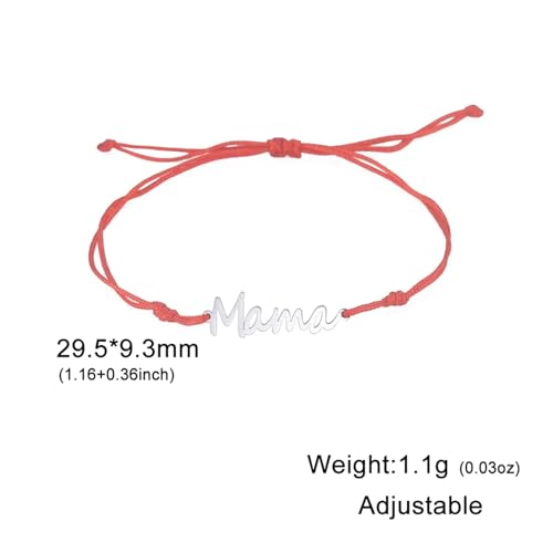 VIVAZYTGH Buchstabe Mama Charm Armband Männer Frauen Edelstahl Doppelschicht Perlen Kette Armbänder Modeschmuck Muttertagsgeschenk(17-22cm_Red Cord Steel) von VIVAZYTGH