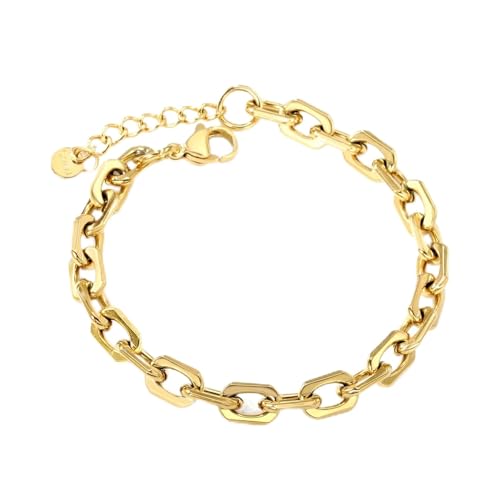 VIVAZYTGH Goldene Farbe Edelstahl Kette Armband Frauen Männer Blume Geometrie Metall Charme Kette Auf Hand(BR279701G) von VIVAZYTGH