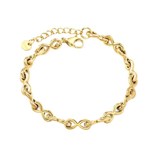 VIVAZYTGH Goldene Farbe Edelstahl Kette Armband Frauen Männer Blume Geometrie Metall Charme Kette Auf Hand(BR280101G) von VIVAZYTGH