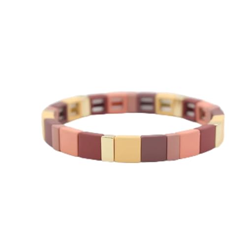 VIVAZYTGH Herbst- und Wintermode Emaille-Armbänder Coole Farbe Matte Gummifarbe Serie Rechteckige Perlenarmbänder for Männer und Frauen(Square) von VIVAZYTGH