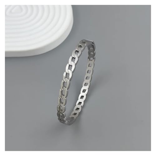VIVAZYTGH Kette hohl Edelstahl vergoldet Damenarmband, hochwertiges wasserdichtes Metallarmband, Partyschmuck(Silver) von VIVAZYTGH