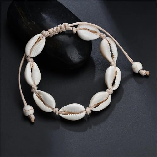 VIVAZYTGH Natürliche Muschel Charm Armbänder for Frauen Männer Sommer Sandstrand Handgefertigte Schnur Seil Ketten Armreif DIY Schmuck(BR032-02) von VIVAZYTGH