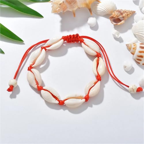 VIVAZYTGH Natürliche Muschel Charm Armbänder for Frauen Männer Sommer Sandstrand Handgefertigte Schnur Seil Ketten Armreif DIY Schmuck(BR032-06) von VIVAZYTGH