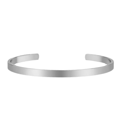 VIVAZYTGH Stapelbare Armbänder for Männer, vergoldete Armband-Sets, zierliche Manschettenarmreif-Box, kubanische Gliederarmbänder(Silver Bangle only) von VIVAZYTGH
