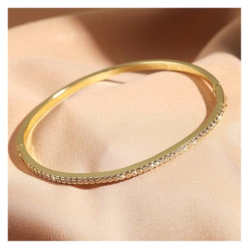 VIVAZYTGH Trendy Runde Zirkonia Tennis Armreifen for Männer Frauen Mode Gold Farbe Kristall Armband Schmuck Geschenke Party Armbänder(Gold Color) von VIVAZYTGH