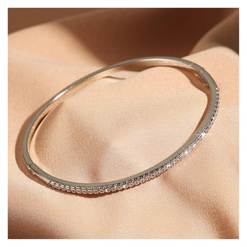 VIVAZYTGH Trendy Runde Zirkonia Tennis Armreifen for Männer Frauen Mode Gold Farbe Kristall Armband Schmuck Geschenke Party Armbänder(Silver Color) von VIVAZYTGH