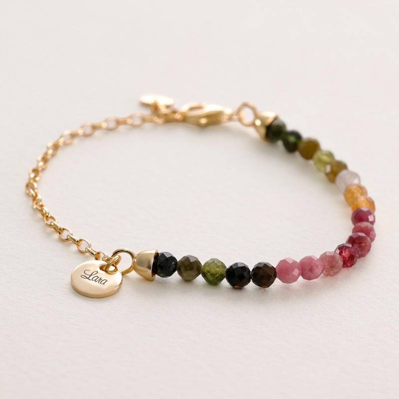 925Er Silber Armband Mit Regenbogen-Turmalin - Naturstein-Armband Als Geschenk Personalisierbare Heilstein-Armkette Ba001 von VIVIANNASCHMUCK