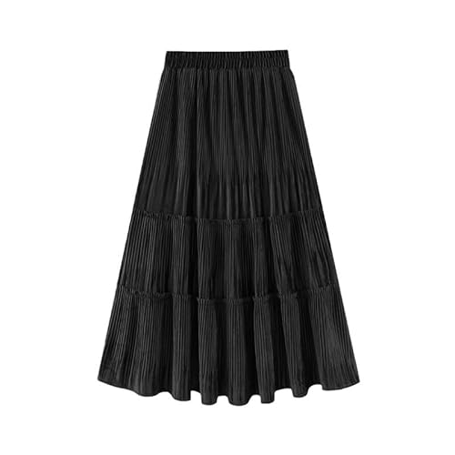 Damen Cord Falten Swing Rock Elastizität mit hoher Taille Samt Flare A Line Midi Röcken für Damen von VIVICOLOR