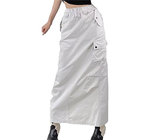 VIVICOLOR Damen Y2k Langer Cargorock, Herbst Cargo Langrock, Damen High Waist Y5k Cargo Maxirock von VIVICOLOR
