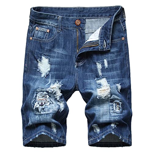 VIVICOLOR Herren Schwarze Zerrissene Kurze Jeans Herren Sommer Lässige Denim Shorts Mode Slim Fit Jean Kurze Hosen von VIVICOLOR