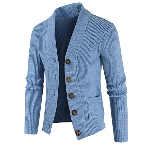 VIVICOLOR Herren V-Ausschnitt Pullover Strickjacke Herren Slim Fit Gestrickter Anzug mit Knöpfen Pullover mit Taschen von VIVICOLOR