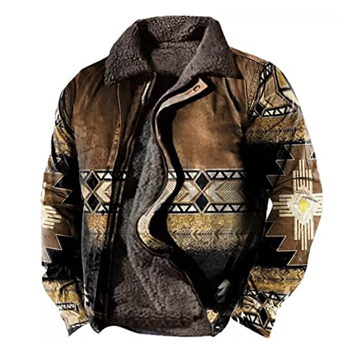 VIVICOLOR Herren Winter warme Frachtjacken Männer Feste Farbe Sherpa Fleece Gefüttert Trucker Mäntel Pelzkragen Motorradjacke Oberbekleidung von VIVICOLOR