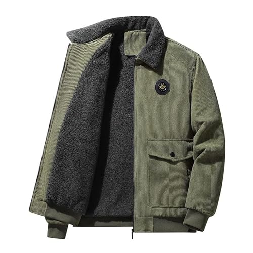 VIVICOLOR Sherpa-Cord-Jacke mit durchgehendem Reißverschluss für Herren. Herren-Revers-Pelzkragen-Cord-Schaffelljacken von VIVICOLOR