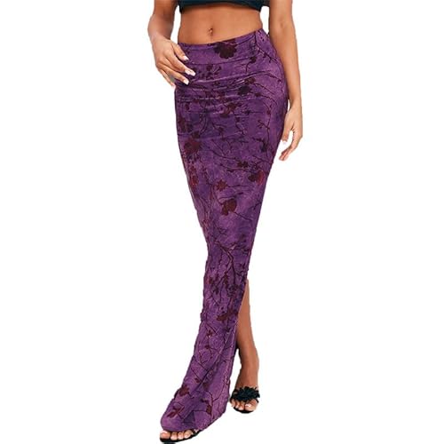 Y2k Floral Skinny Slim Langer Rock Blume Print Schlanke Bodycon Party Club Maxi Lange Bleistiftröcke von VIVICOLOR
