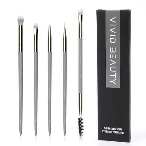 Vivid Beauty Vervollständigen Sie Ihren Augen-Look mit dem ultimativen 5-teiligen Augen-Make-up-Pinsel-Set, perfekt zum Verblenden, Lidschatten, Eyeliner und Augenbrauen. (Grau) von VIVID BEAUTY