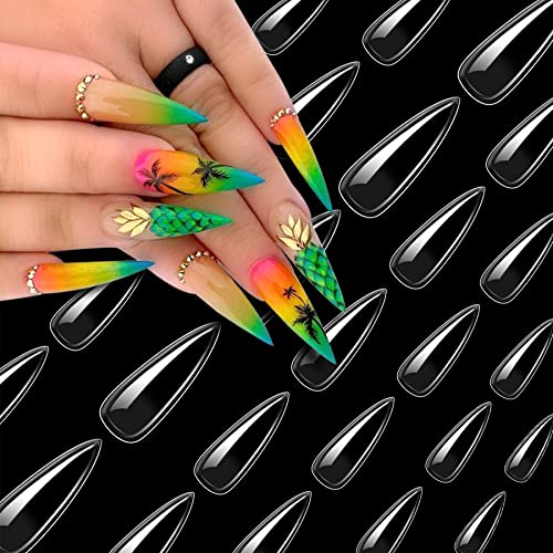 VIVID STELLA Falsche Nägel Tips 600 Stücke Acryl Nail art Full Cover Gefälschte Nägel Lange Stiletto Fake Nagel für Frauen Mädchen von VIVID STELLA