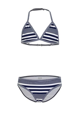 VIVID Mädchen-Bikini Triangel Streifenmuster Kinder Zweiteiler Set mit Rip-Struktur verstellbare Träger Nackenträger von VIVID
