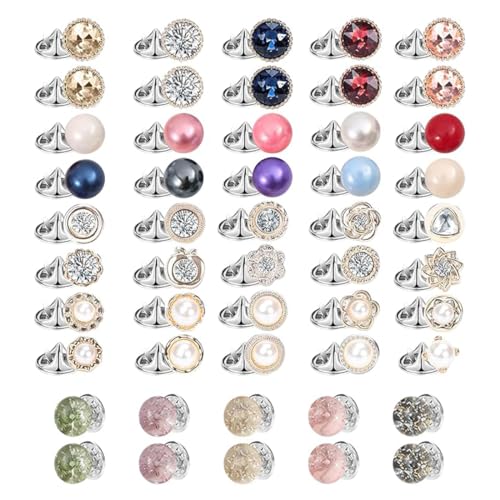 VIVIIHOO 50 Stück Damen Hemd Brosche Knöpfe, Unsichtbare Sicherheitsnadeln, Button Covers Clip, Verhindert Unfallbelichtung, Für Frau, Mädchen Kleidung Strickjacken Kleid, Broschen für Kleidung. von VIVIIHOO