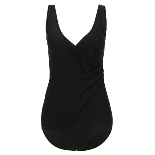 VIVIIHOO Damen Badeanzug Bauchweg Push Up Einteiler V Ausschnitt Bademode sportlich - Strandmode Damen Swimsuit - Figurschmeichelnder Badeanzug Damen - Schwarz von VIVIIHOO