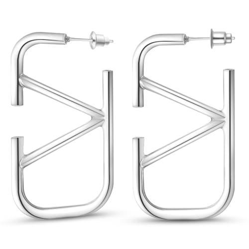 Groß Creolen Silber,Weißgold CC Ohrringe für Frauen,Buchstabe V Ohringe Damen,Dupe,Wasserfest Hypoallergen Hoop Earringe for Women,Dupes,Ideal Geschenk für Frauen,Mode Schmuck Groß Creolen Silber,Weißgold CC Ohrringe für Frauen,Buchstabe V Ohringe Damen,Dupe,Wasserfest Hypoallergen Hoop Earringe for Women,Dupes,Ideal Geschenk für Frauen,Mode Schmuck von VIVILE