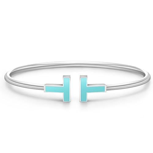 VIVILE Edles Türkis Armreif Silber,Edelstahl Armband Damen,Buchstabe T Sterling Silber 925 Armbänder,Dupes,Ideal Geschenk für Frauen,Mode Schmuck VIVILE Edles Türkis Armreif Silber,Edelstahl Armband Damen,Buchstabe T Sterling Silber 925 Armbänder,Dupes,Ideal Geschenk für Frauen,Mode Schmuck von VIVILE